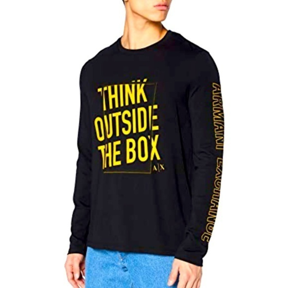 Armani Exchange Black Shirt with Yellow Print